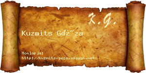 Kuzmits Géza névjegykártya