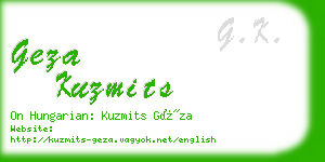 geza kuzmits business card